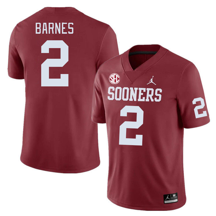 #2 Jovantae Barnes Oklahoma Sooners 2024 SEC Conference College Football Jerseys-Crimson